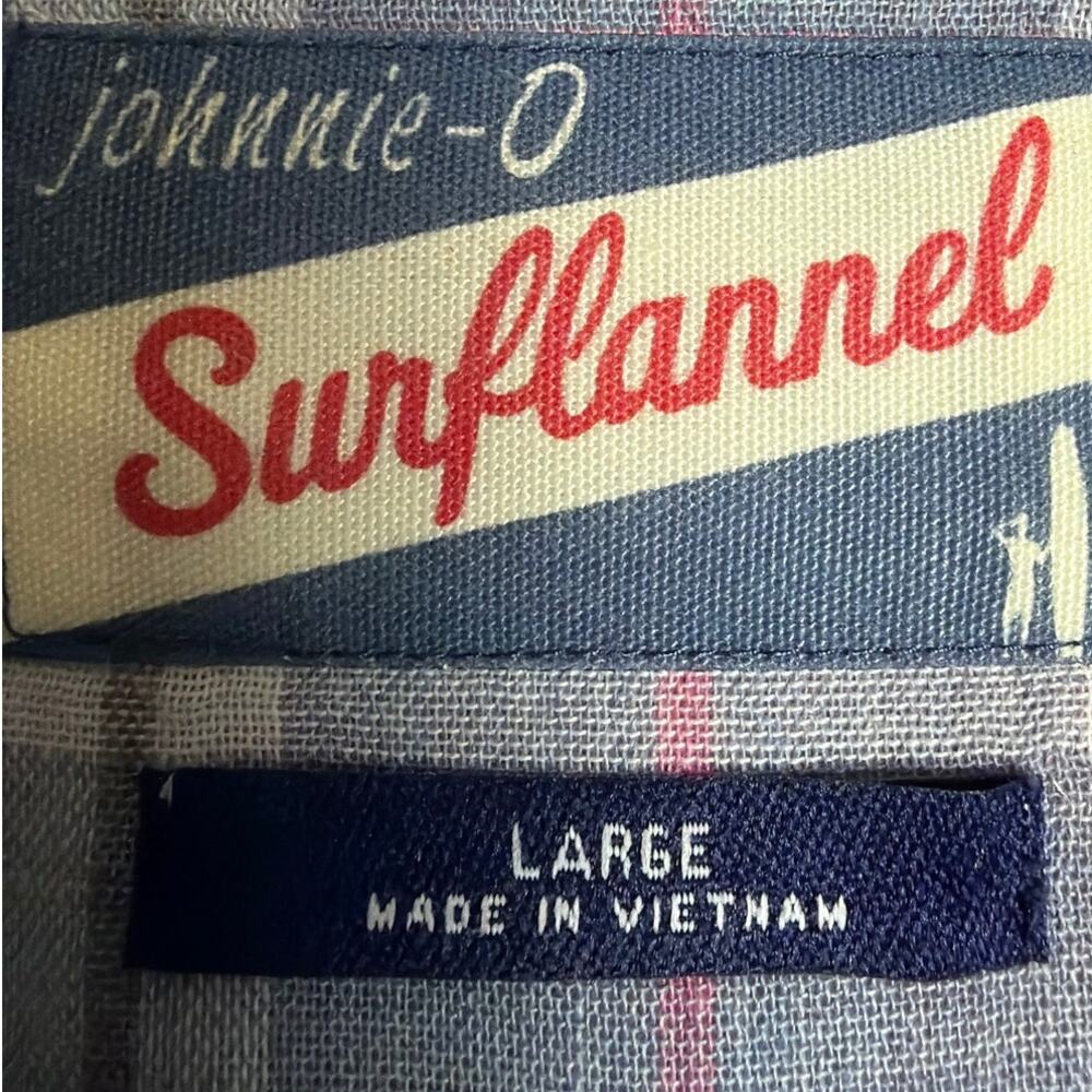 Johnnie-O Surf Flannel Rascal Shirt Men’s Large Laguna Blue Plaid Button Up - Picture 8 of 11